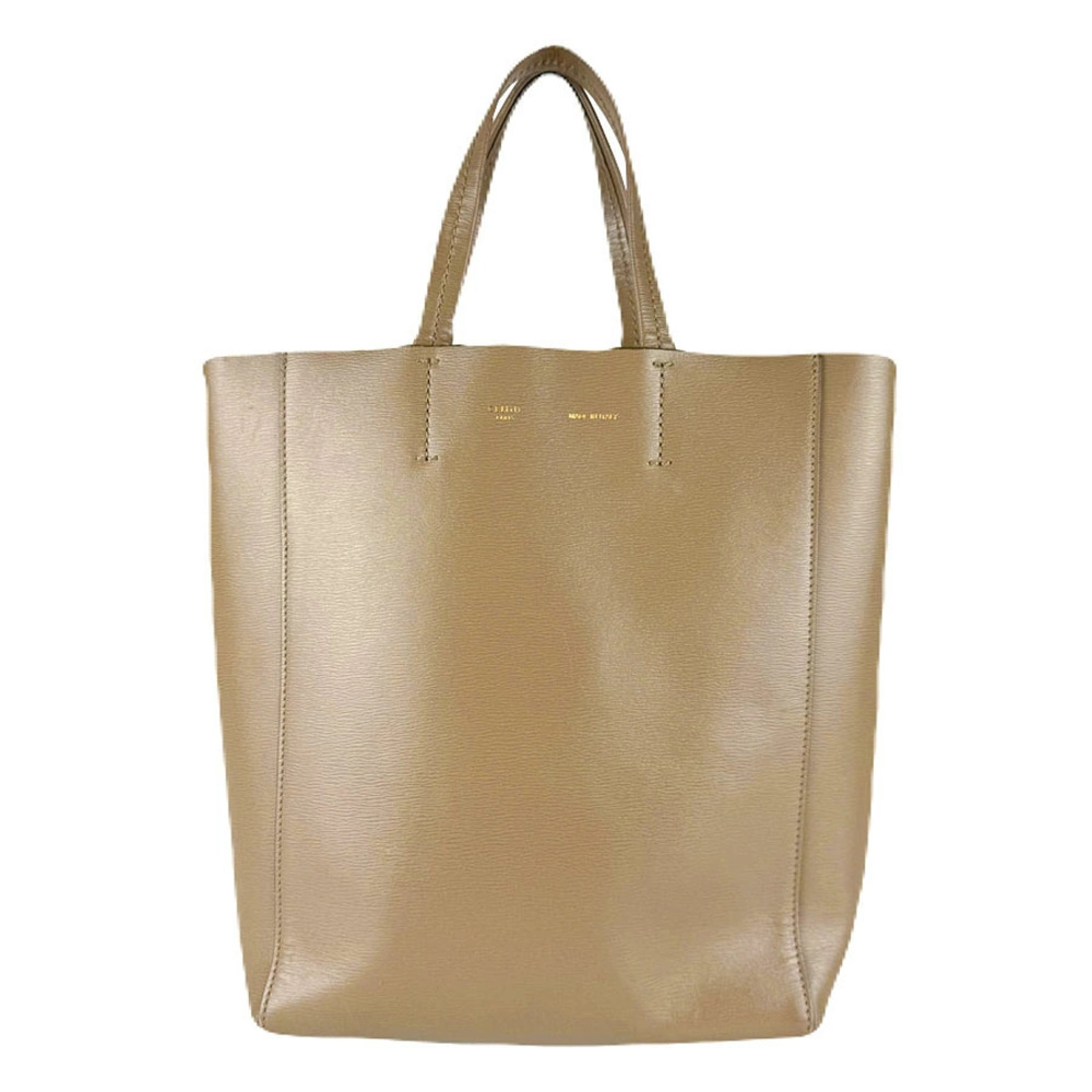 Celine 2way Shoulder Bag Vertical Cabas Leather Khaki Green Brown